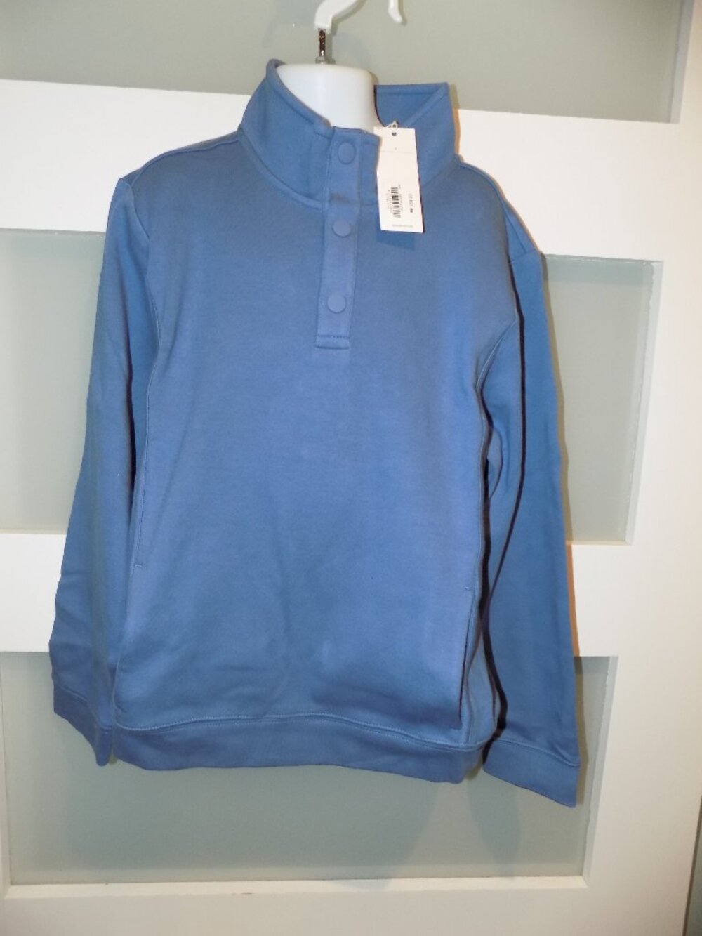 Janie and Jack Blue Jersey Quarter Snap Pullover Size 8 Boy's NEW